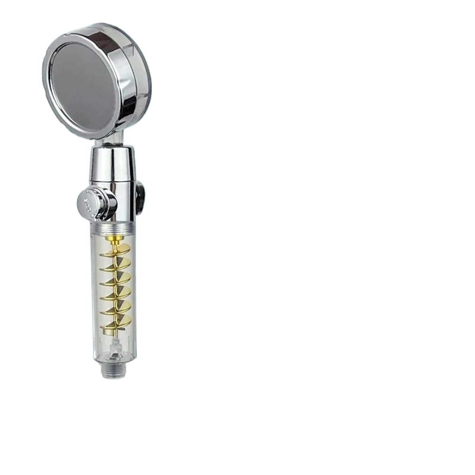 Mqfbnnp Upgrade-Gold Shower Head Shower Head High Pressure Twin Turbocharged Handheld Turbo Fan Propeller One-Key Stop Massage Showerhead(Upgrade-Gold)