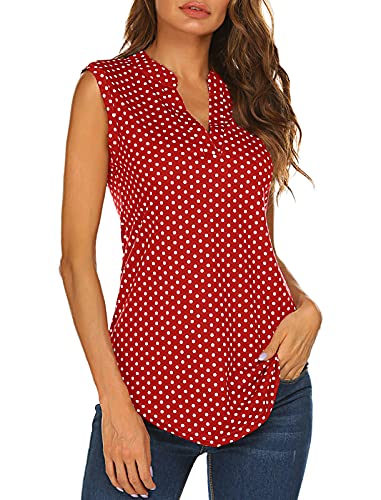 Halife Women's Sleeveless Floral Print V Neck Tunic Tank Tops Blouse Shirts