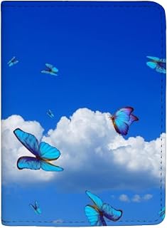 Carteira para passaporte com borboletas brilhantes voando no céu azul, capa de passaporte, acessórios de viagem para homens e mulheres