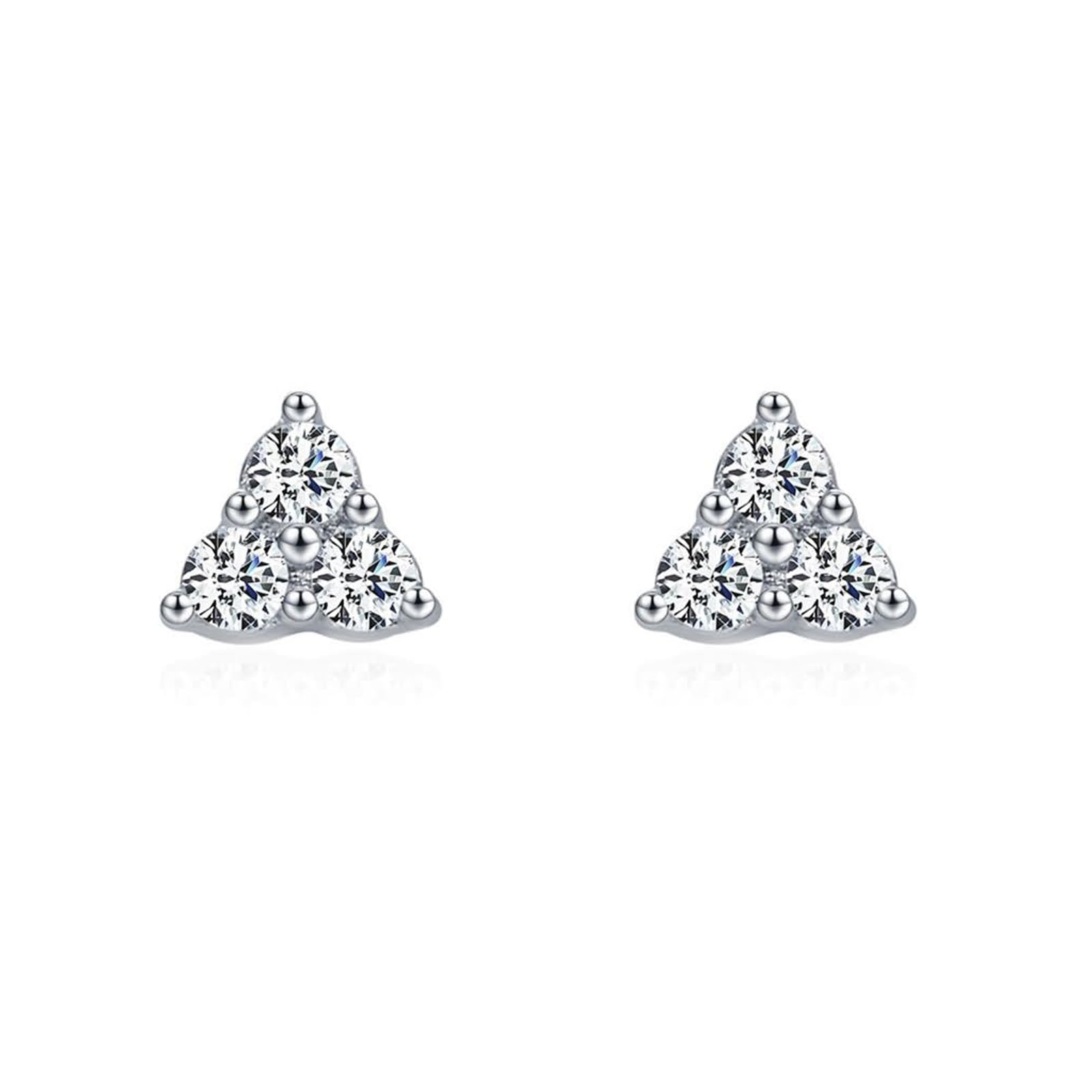 Kolczyki sztyfty białe złoto 750 585 375 damskie kolczyki damskie proste geometryczne trójkątne wzornictwo z okrągłymi Moissanite kolczyki na sztyfcie prawdziwa biżuteria ślubna dla panny