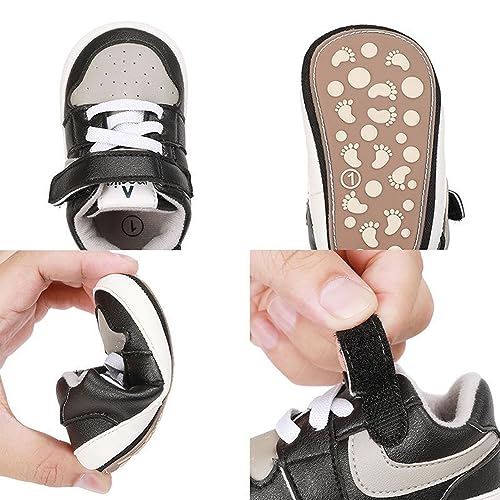 Image of Clowora Unsex Baby Shoes Boys Girls Infant Sneakers Non-Slip Soft Rubber Sole Toddler Crib First Walker Lightweight Shoes