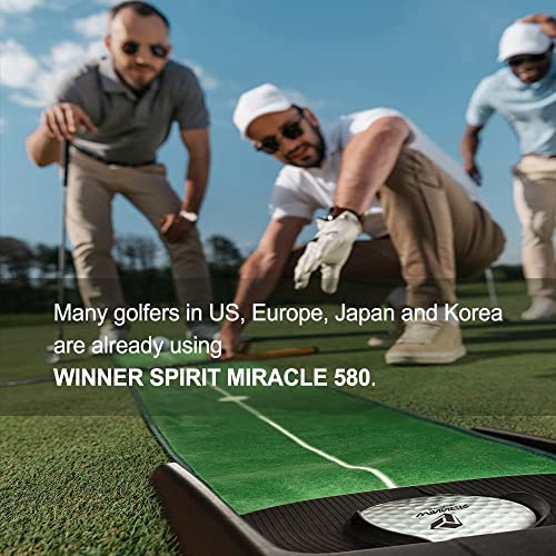 Winner Spirit Miracle 580 Golf Putting Green Mat Minimal Silent Quiet No Noise Auto Ball Return Portable Indoor Kickback Putt Training Aid Portable Putting Cup Trainer Real Golf Practice Home Office #TOP6
