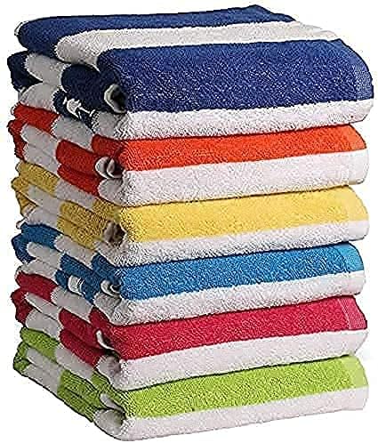 BolBom*S Cotton Beach Towels- Hammam Classic Pool Towel 30 x 60 Inches Oversized Soft Beach Towels for Adults - Luxury Beach Bath Towels - Summer Gifts Beach Accessories - Pack of 6