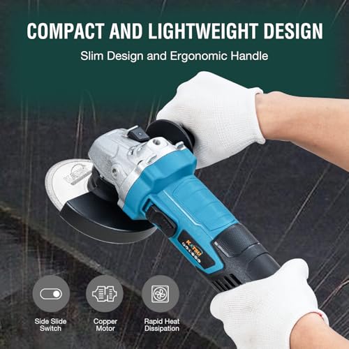 KATSU Tools Corded Angle Grinder 115mm 750W, Slim Body, Variable Speed, for Masonry Concrete Tile Metal Steel Grinding Polishing 100186 - Image 4