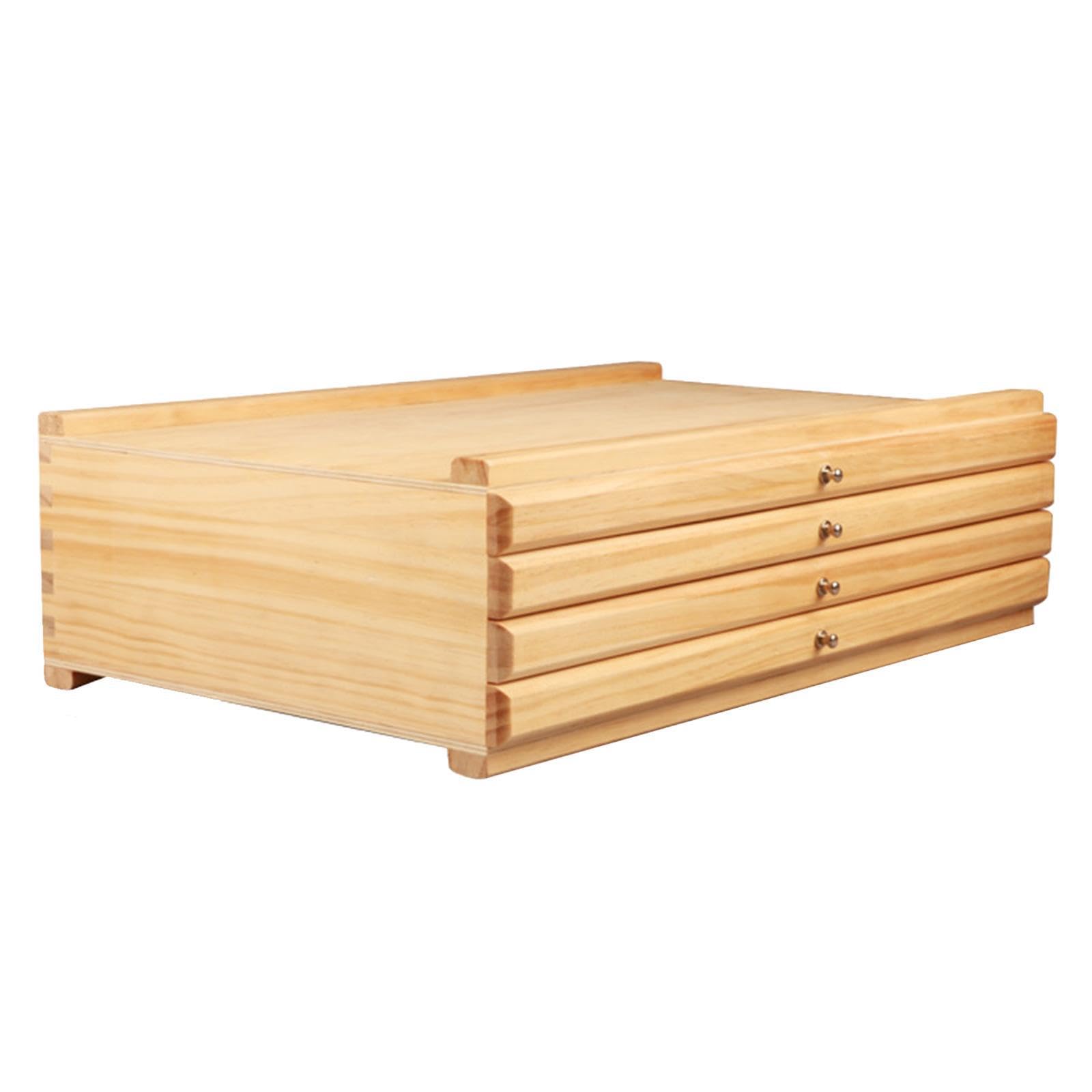 Boîte de rangement pour matériel d'artiste - Construction robuste en bois - Solution légère et portable pour efficacement les fournitures artistiques - Boîte de, Couleur bois, 4 tiroirs