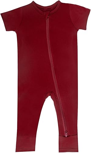 GUISBY Rayon Made from Bamboo Baby Pajamas, Summer Short Sleeve Footless Rompers, 2 Way Zipper Sleeper