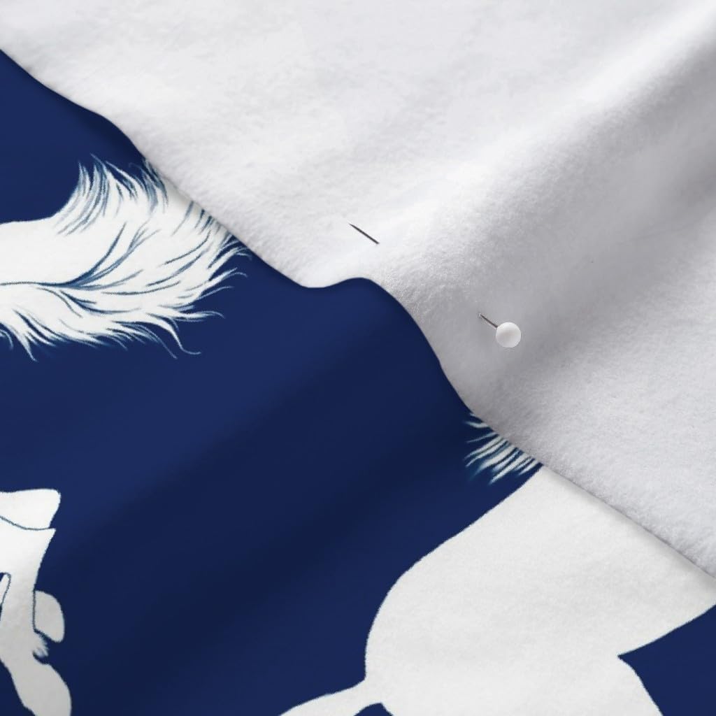 Spoonflower Fabric - White Navy Pony Horse Equestrian Printed on Polartec(R) Fleece Fabric by The Yard - Sewing Blankets Loungewear and No-Sew Projects