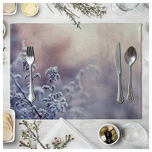 Ayoiow Bordstablett 8 personer, bordstablett kvadratiskt tvättbar 32 x 42 cm solljus och lavendelmönster bordsset för hem kök restaurang