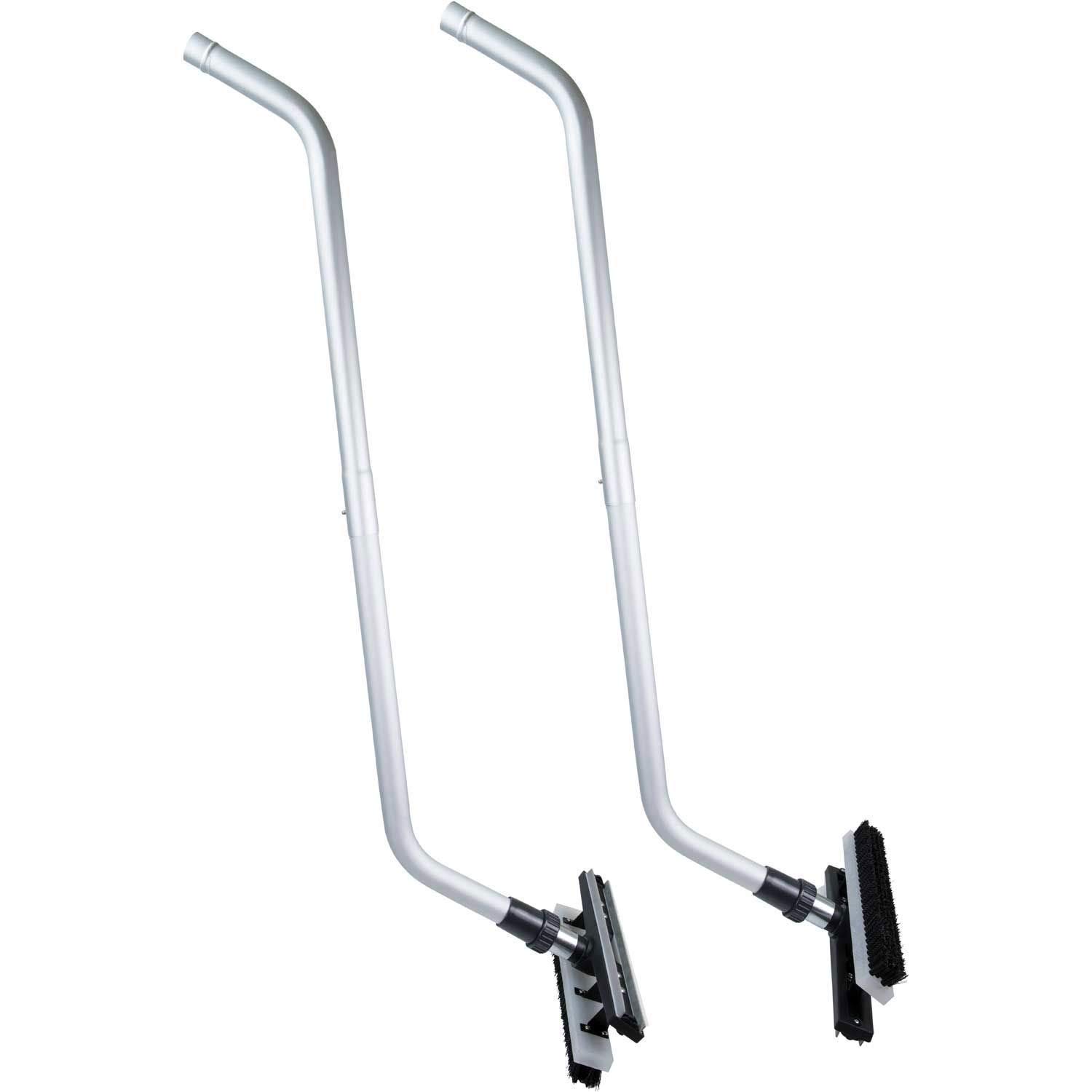 Dual Head Squeegee Wand W/Scrub Brush by EDIC – 10"L x 13"W x 60"H, Stainless Steel, Silver, Model 334ACH-2