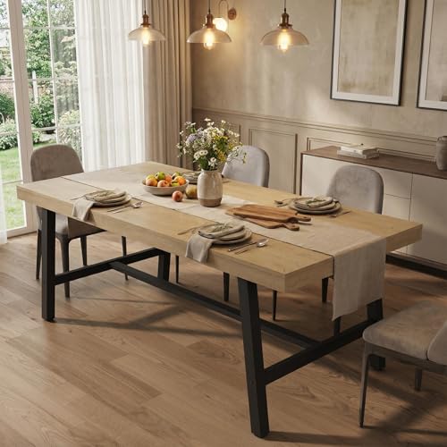 IDEALHOUSE Rustic Dining Table for 6-8 People, 70” Long Rectangle