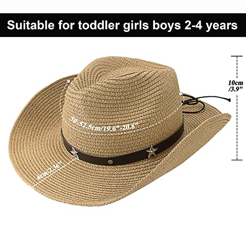 Straw Western Cowboy Hat for Toddler Girls Boys Summer Sun Hat Western Cowgirl for Kids 2-9Yrs3