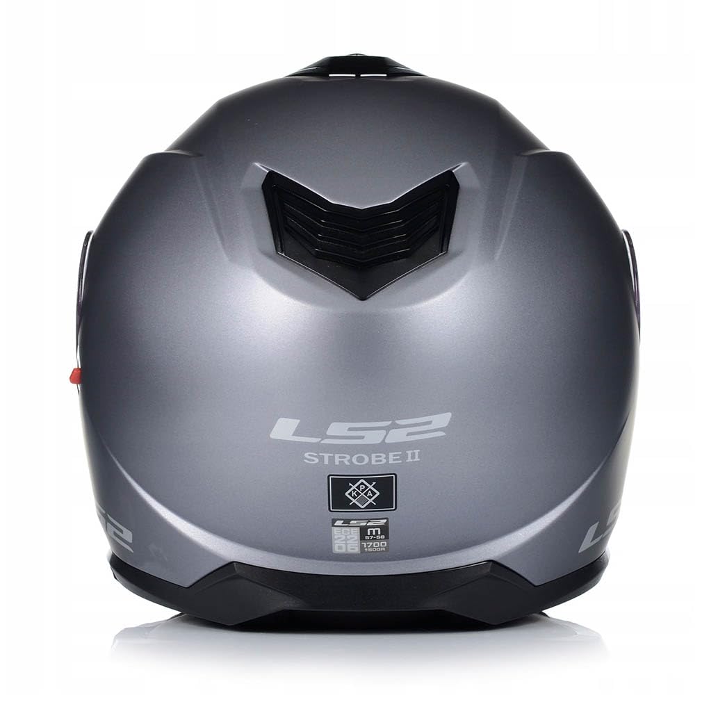 LS2 FF908 Strobe II Designed Titanio Mate - Sena Bluetooth-Intercom Integrado - Casco de Moto Modular con Visor Solar - Homologado ECE 22.06