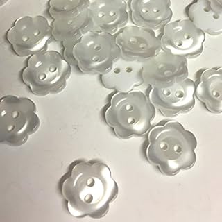 12mm White opalescent Flower Shaped Buttons, Pack of 10