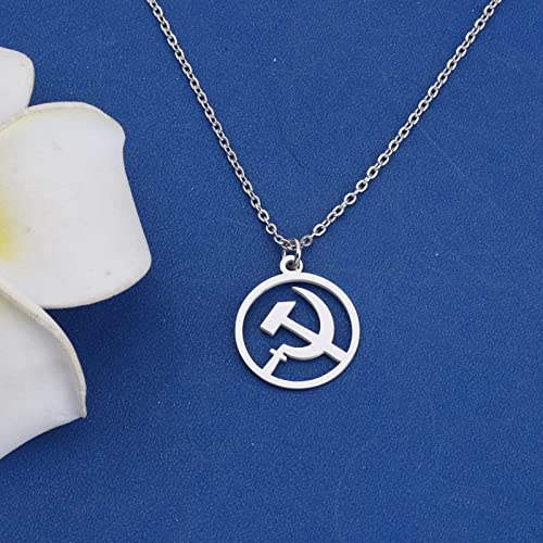 KEYCHIN Soviet Union Necklace Hammer And Sickle Jewelry Soviet USSR Charm Necklace3