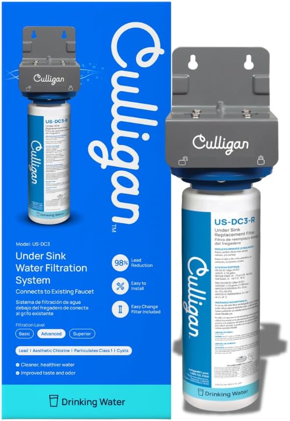US-DC3 Under Sink Water Filter System, Direct Connect, Premium Lead Filtration, Removes 99% Lead, Chlorine, Taste & Odor, 4,750-Gal, 12-Month Cartridge, 1.5 GPM
