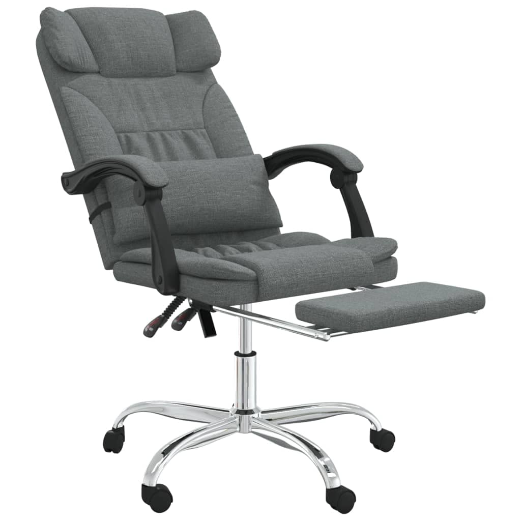 Krzesło biurowe z funkcją masażu, ciemnoszary, materiał z regulacją wysokości, mechanizm przechylania, ergonomiczny, do domowego biura i gabinetu, z podłokietnikami, zagłówkiem, podparciem