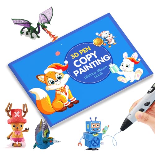 Zomhaos 3D Pen Templates, 3D Pen Drawing Templates and Mat, 10 Sheets, 10 x 7 Inches, Over 50+Images, Beginner and Advanced, White, Paper, Smooth Finish, Arts, Crafts, Doodling