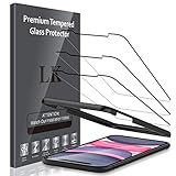 3 Pack LK Screen Protector Compatible with iPhone XR and iPhone 11-inch 6.1 Tempered Glass, Alignment Frame Easy Installation, Case Friendly, 9H Hardness,99.99% HD Transprent, Bubble Free-TG209
