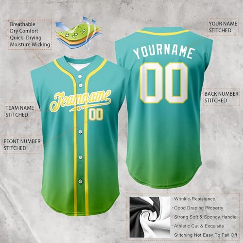 Custom Gradient Baseball Jerseys Printed Stitched Name & Number Hip Hop T-Shirts miniatura 2