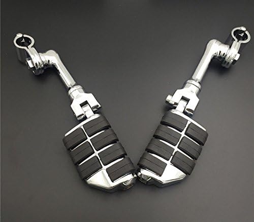 Miniatura 6 de XKH Grupo motocicleta cromado largo ángulo ajustable Dually Highway p-clamps grande footpeg reposapiés para Yamaha V-Star Roadstar Suzuki Boulevard