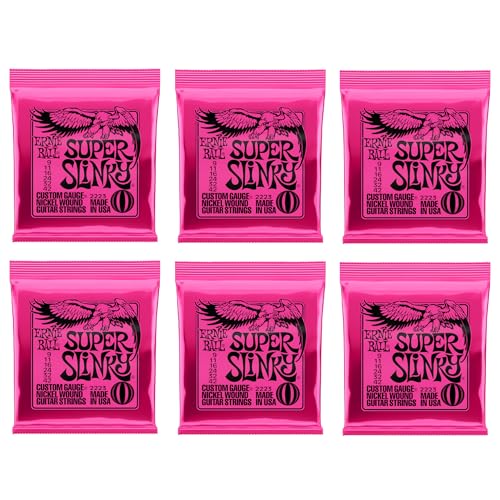 Image of Ernie Ball Super Slinky Nickel Wound Electric Guitar Strings 6-pack, 9-42 Gauge (P03023)