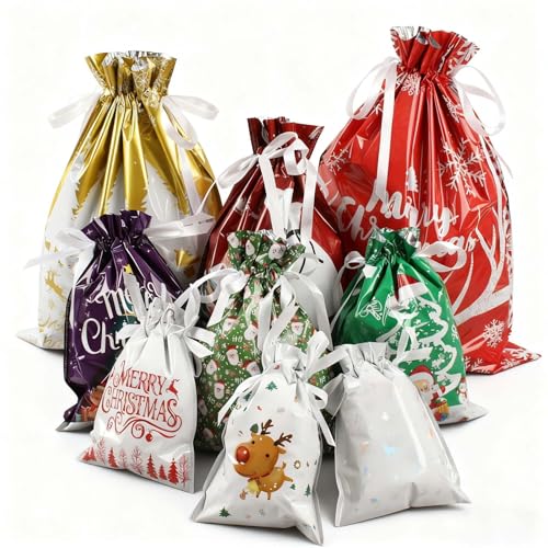 Sacs d'emballage cadeaux de Noël en plastique robuste pour résoudre la corvée des paquets