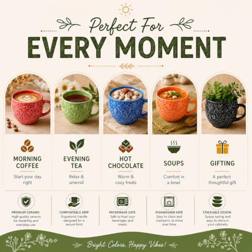 Image of Colorfull Ceramic Tea Cup Set of 6 Pcs - 100ml | Tea /Chai Cup Sets Coffee Mugs Ceramic Dinnerware Crockery for Kitchen | Ideal for Kitchen, Home Daily Use & Gifting