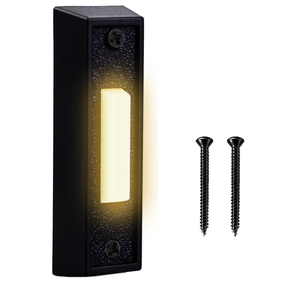 Lighted Doorbell Button Wall Mounted Wired Doorbell Illuminated LED Door Chime with Screws Doorbell Switch Replacement for Most Doorbell Door Chime