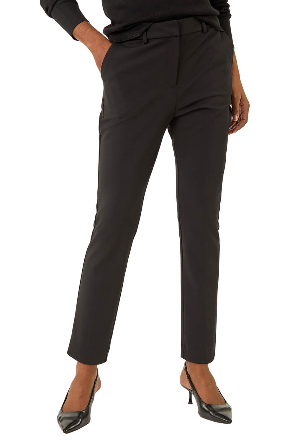 Roman Women's Black Tapered Leg Smart Trouser In | Size: 20
