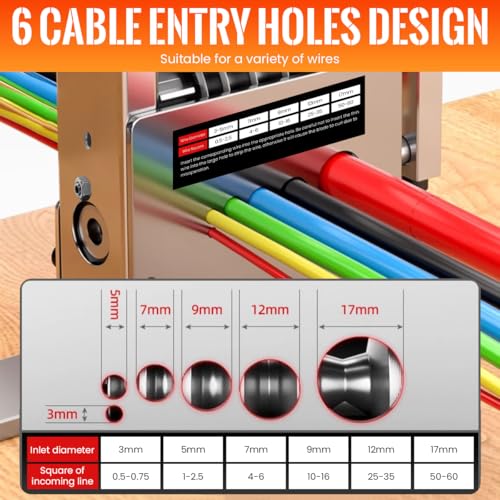 Image of Serplex 6-IN-1 Manual Wire Stripper Machine Drill-Operated Wire Stripper Tool with Hand Crank 3-17mm Dia Cable, Manual Wire Stripping Machine with 6 Tracks & 5 Carbide Blade, for Wire Stripping