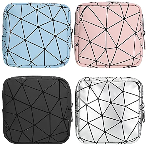 Weewooday 4 Pcs Small Quilted Makeup Bag Travel Cosmetic Makeup...