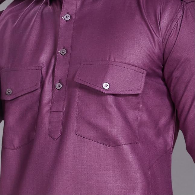 Image of DIVISIVE Men's Cotton Blend Pathani Kurta Pyjama Set
