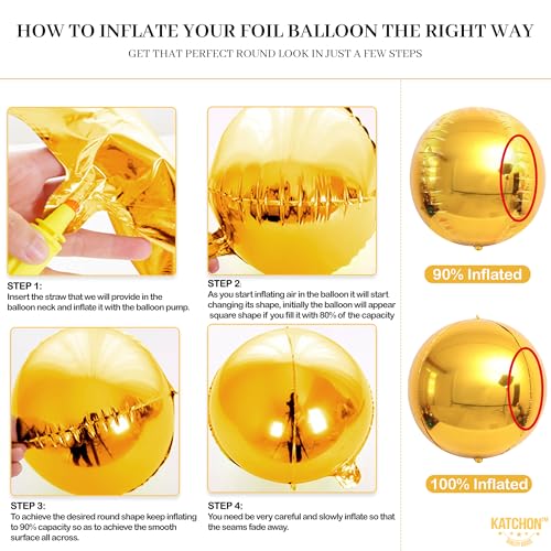 Image of KatchOn, Gold Foil Balloons - Huge 22 Inch, Pack of 6 | Big Metallic Gold Balloons for Graduation Decorations 2026 | Golden Mylar Ballooon for Golden Birthday Party Decorations | Wedding, Engagement