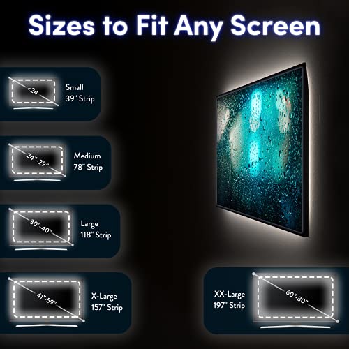Image of Power Practical LED Lights for TV Backlight - Luminoodle, USB Powered TV LED Light Strip w / Bias Ambient Lighting for Home Theater - True White - Size (24 inch-29 inch TV)