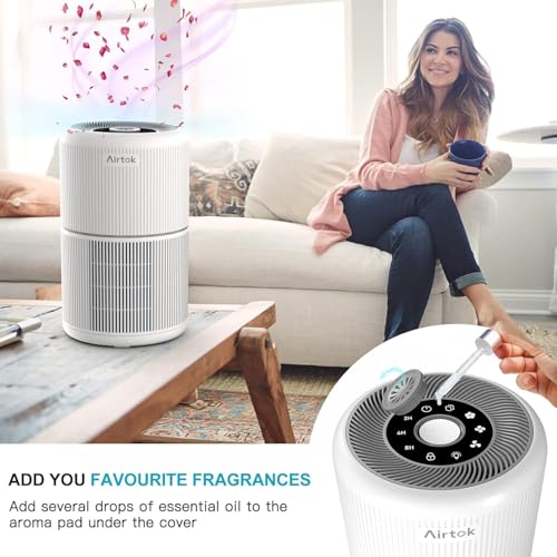 Luftreiniger mit Aromatherapie Funktion, Luftreiniger Allergiker 4-Stufen Luftfilter kann 99,97% Staub, Pollen und andere ultrafeine Partikel, H13 HEPA Air Purifier mit 3 Geschwindigkeitsstufen – Bild 5