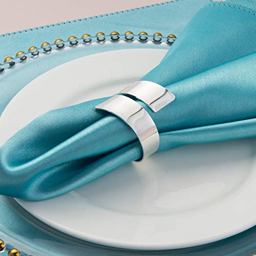 Feyarl 8pcs Napkin Rings Handcraft Dinner Table Napkin Holders Metal Napkin Rings for Wedding Party Napkin Rings Holders Centerpieces Celebration Candlelit Banquet Festival Decoration (Silver)