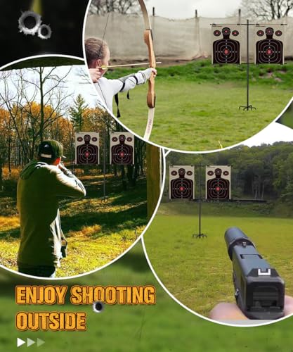 Ardier Adjustable Shooting Target Stand with 5-Prong Base, Portable Steel Target Holder with 9 Clips and 15 pcs Paper, Ideal Hunting Accessories for Outdoor Shooting Range, L