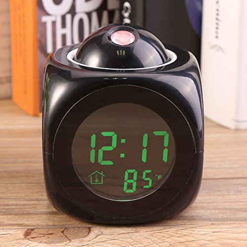 Zerodis Digital Alarm Clock Lcd Desk Snooze Clock Display Time Indoor Temperature, Time Projection Voice Talking Blue Or Green Backlight, Digital Alarm Clock Radio Alarm Clock For Bedroom Ceiling #TOP7