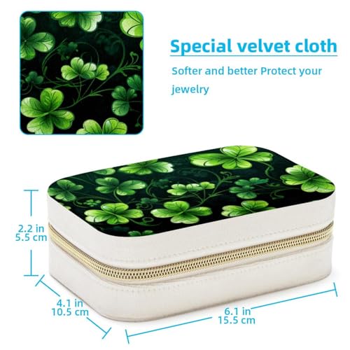 Caja de viaje para joyas de terciopelo verde con compartimentos móviles 5