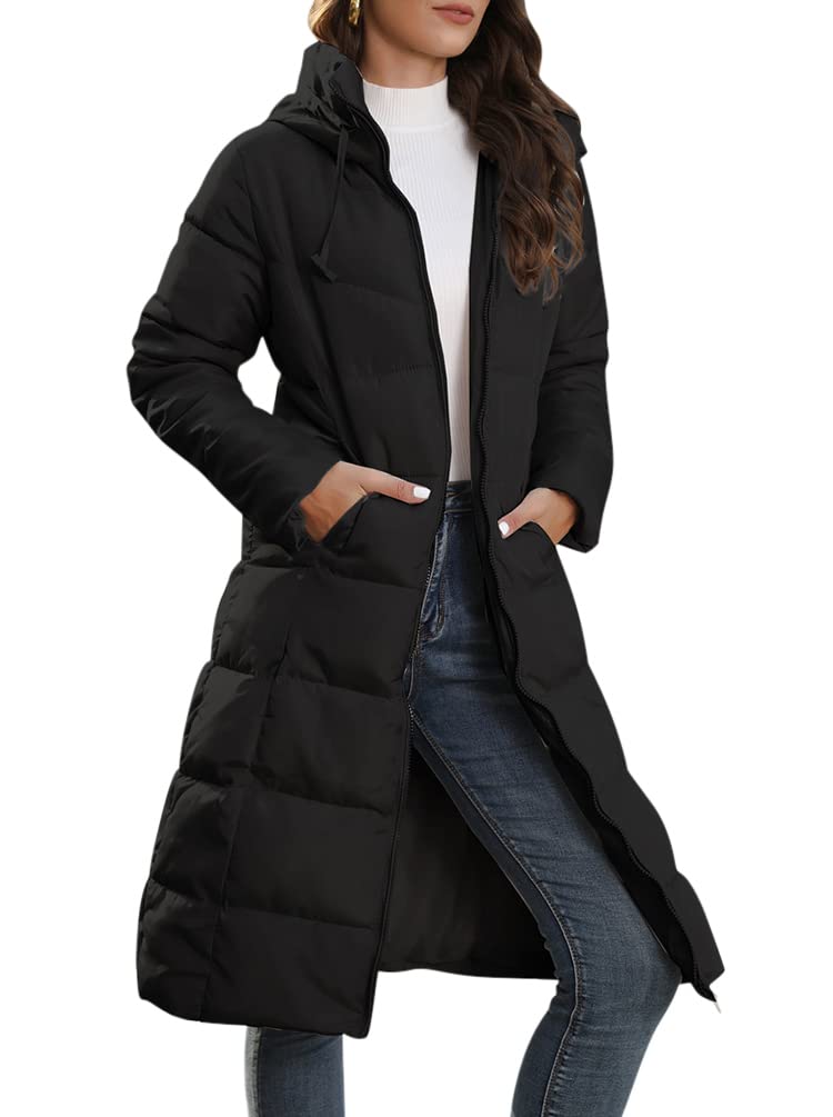 Minetom Damen Daunenjacke Lang Mantel Wintermantel mit Kapuze