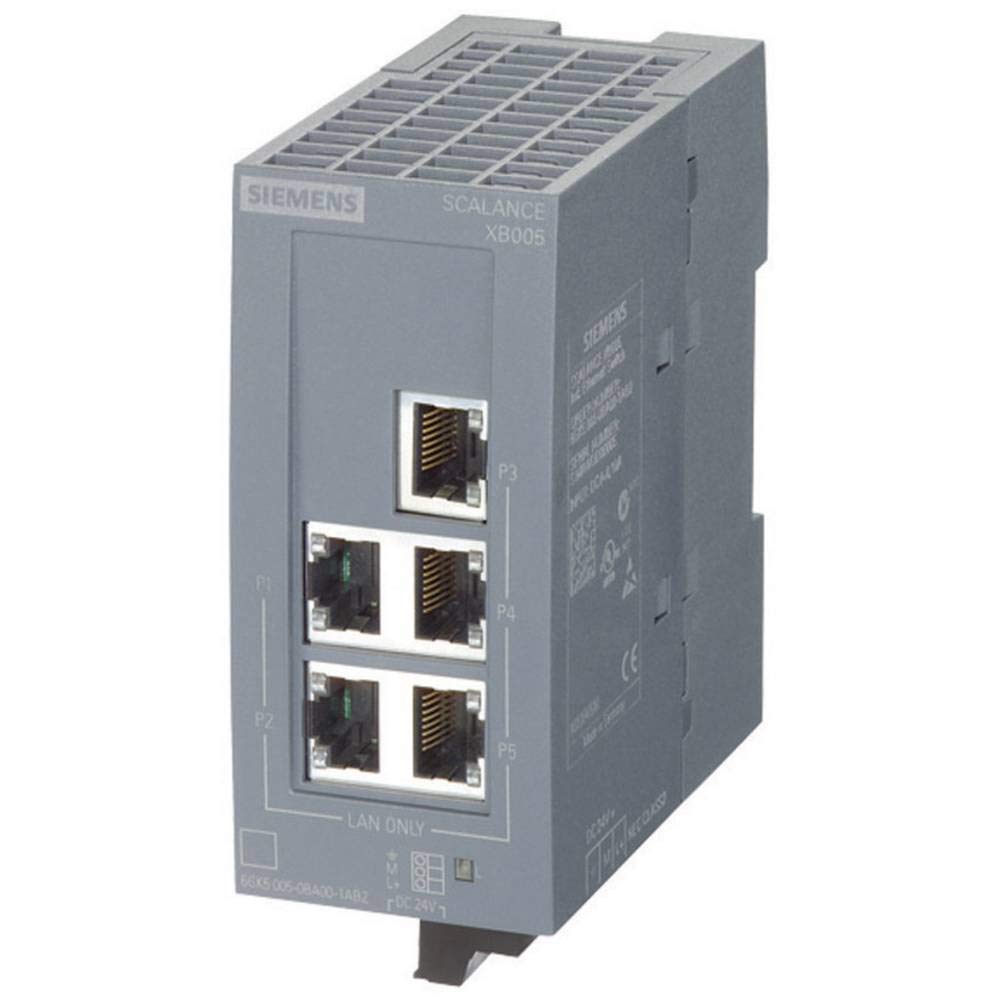 Siemens 6GK50050BA001AB2 SCALANCE X005 Industrial Ethernet Switch 24 Volt DC 0.07 Amp 10/100 Mbps