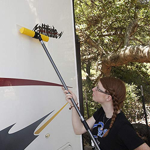 One Pass Hydroglide 18" Waterblade Silicone Y-Bar Squeegee Yellow With Heavy Duty Extension Pole Adapter #TOP5