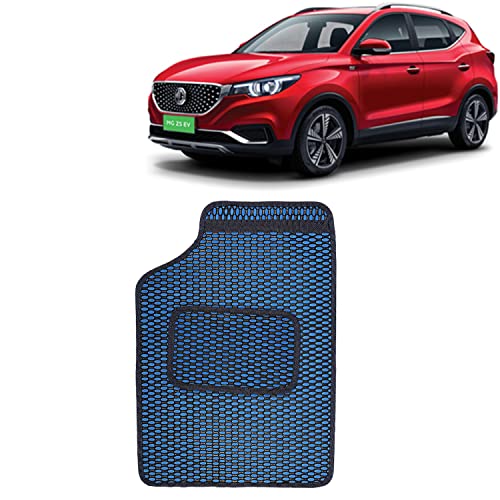 Image of Kingsway Dotted Design Car Floor Foot Mats Universal Fit for Morris Garages (MG) ZS EV, Model Year : 2020 Onwards, Water and Dustproof, Color Blue, Set of 5 Pieces