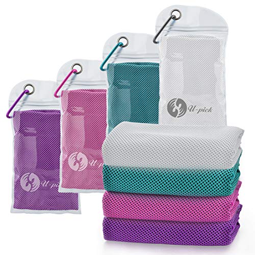 U-pick 4 Packs Cooling Towel (40"x 12"), Ice Towel,Microfiber Towel,Soft Breathable Chilly Towel