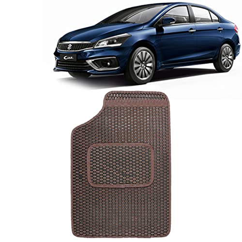 Image of Kingsway Dotted Design Car Floor Foot Mats Universal Fit for Maruti Suzuki Ciaz, Model Year : 2018 Onwards, Water and Dustproof, Color Brown, Set of 5 Pieces