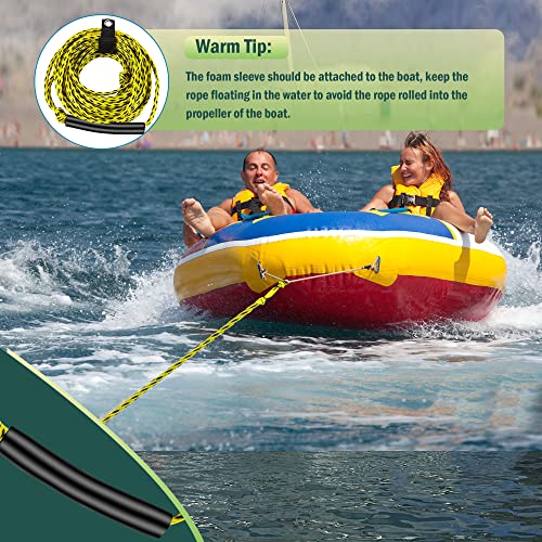 Cuerda de remolque para deportes acuáticos de 60 pies y cuerdas de tubo amarillas 4