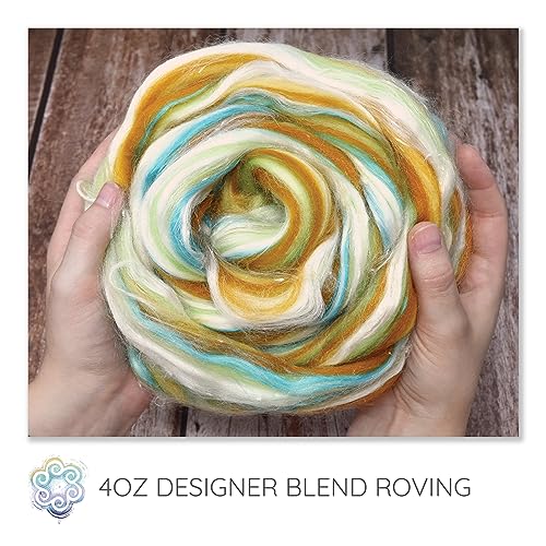 Image of Combed Top Roving. Limited Edition Fiber for Spinning, Needle Felting, Wet Felting, Weaving and Crafting. Fancy, Colorful, Exotic Designer Blend, Coastline