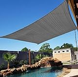SUNNY GUARD 12' x 16' Charcoal Rectangle Sun Shade Sail UV Block for Outdoor Patio Garden
