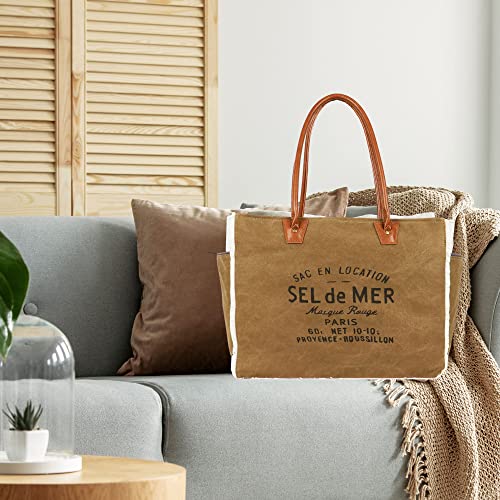 Bolso Tote de Lienzo Upcycled con Cuero miniatura 3