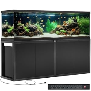 GDLF 125-150 Gallon Fish Tank Stand, Heavy Duty Metal Aquarium Stand with Power Outlet and Cabinet for Fish Tank Filters and Accessories,72.8″ L*18.9″ W,2200LBS Capacity (Stand Only)